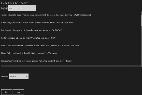 Headlines To Speech for Windows 8.1 screenshot