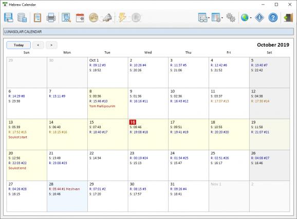 Hebrew Calendar screenshot