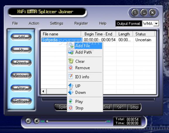 HiFi WMA Splitter Joiner screenshot