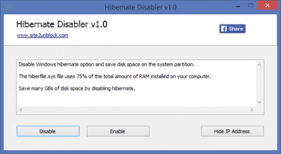 Hibernate Disabler screenshot