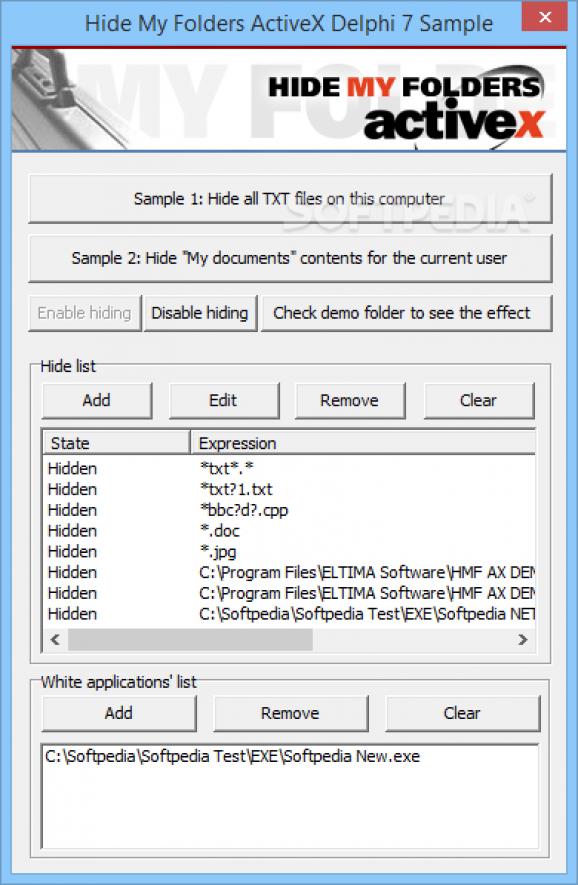 Hide My Folders ActiveX screenshot