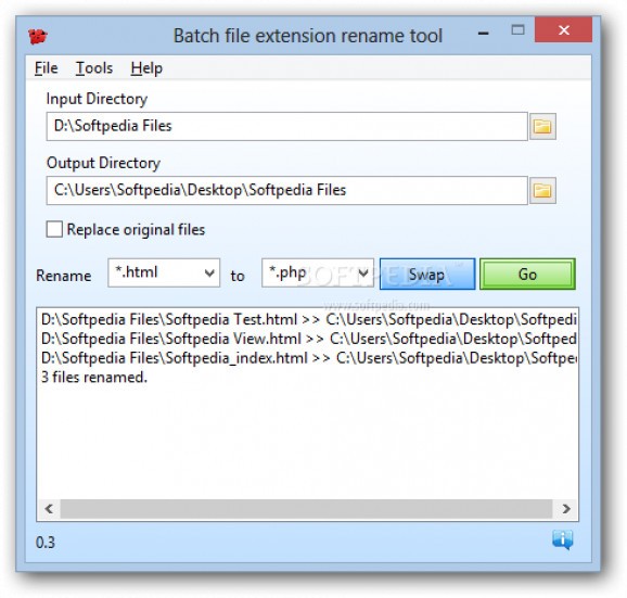 Batch file extension rename tool screenshot