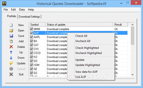 Historical Quotes Downloader screenshot