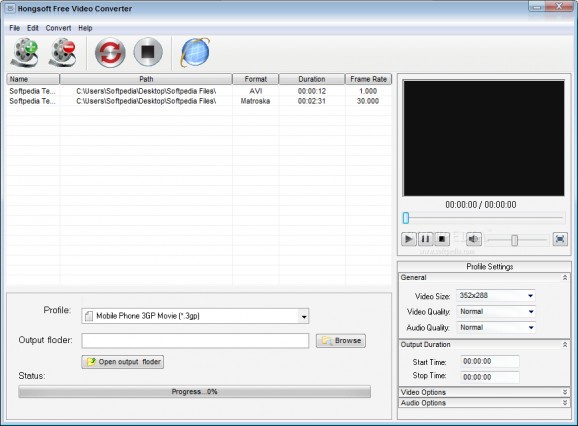 Hongsoft Free Video Converter screenshot