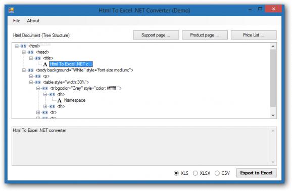 Html To Excel .NET Converter screenshot