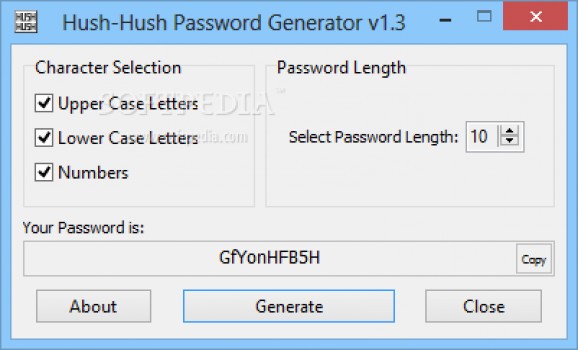 Hush-Hush Password Generator screenshot