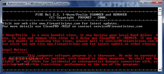 I-Worm/Prolin Scanner and Remover screenshot