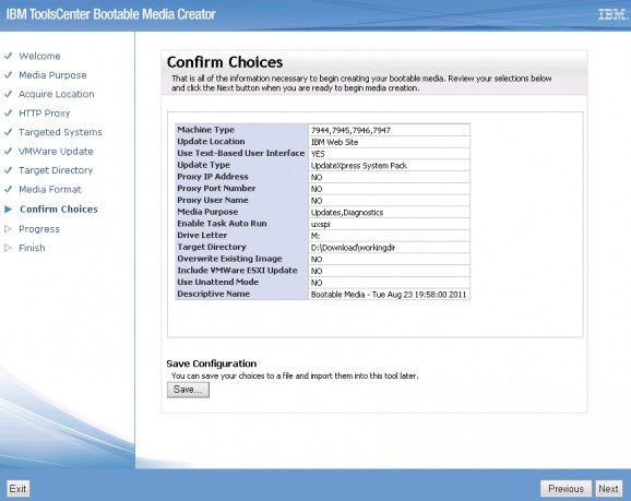 IBM ToolsCenter Bootable Media Creator screenshot