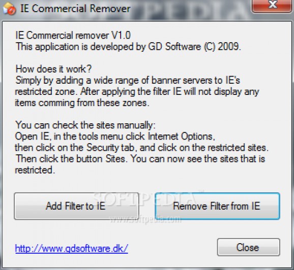 IE Commercial Remover screenshot