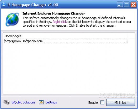 IE Homepage Changer screenshot