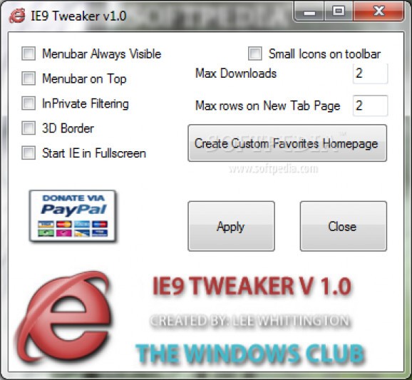 IE9 Tweaker screenshot