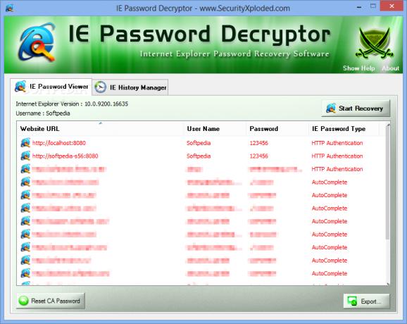 IE Password Decryptor Portable screenshot