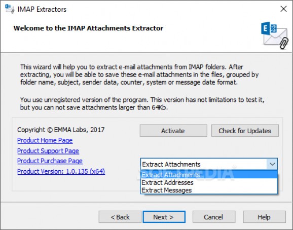 IMAP Extractors screenshot