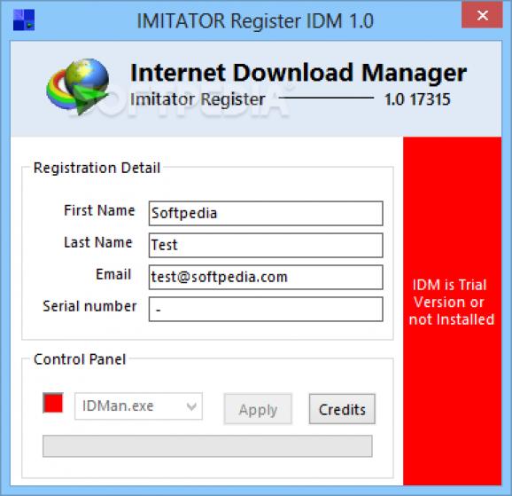 IMITATOR Register IDM screenshot