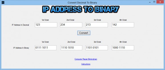 IP Address to Binary Conversion screenshot