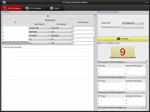 IP Camera Calculator Software screenshot