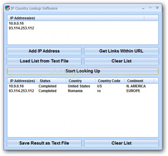 IP Country Lookup Software screenshot