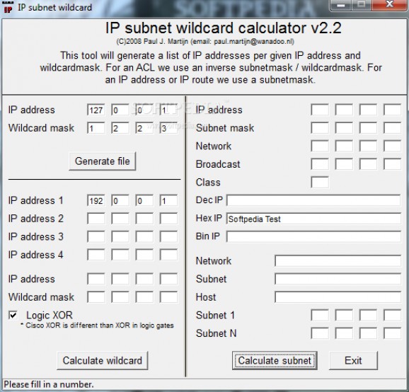 IP subnet wildcard calculator screenshot