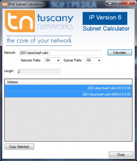 IPv6 Subnet Calculator screenshot