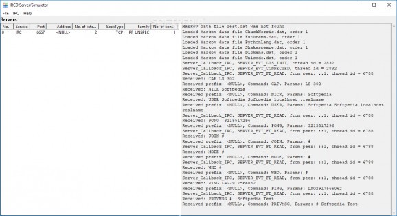 IRCD Server/Simulator screenshot