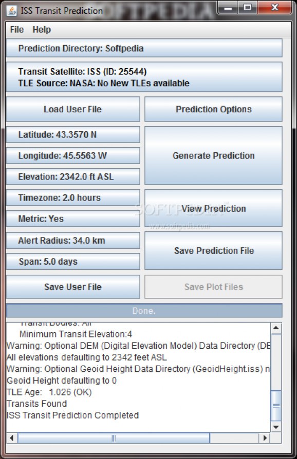 ISS Transit Prediction screenshot