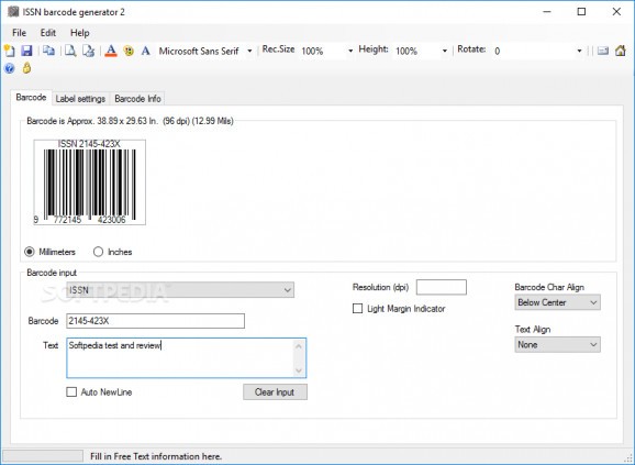 ISSN barcode generator screenshot