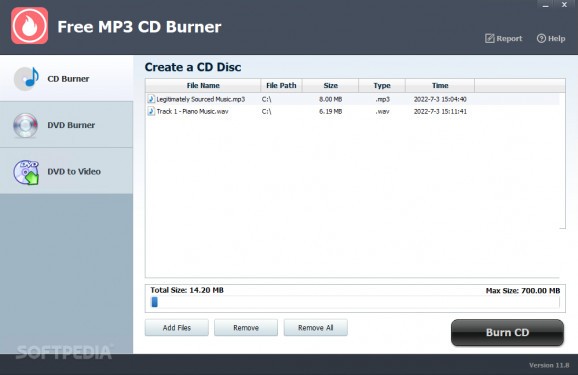 IUWEsoft Free MP3 CD Burner screenshot