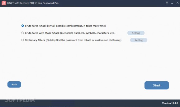 IUWEsoft Recover PDF Open Password Pro screenshot