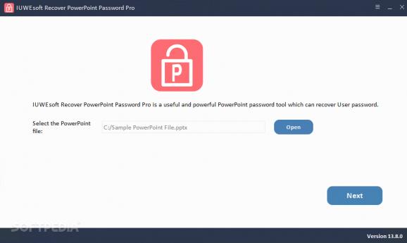 IUWEsoft Recover PowerPoint Password Pro screenshot
