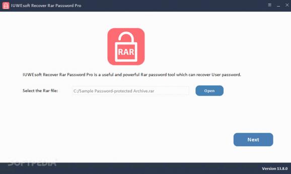 IUWEsoft Recover Rar Password Pro screenshot