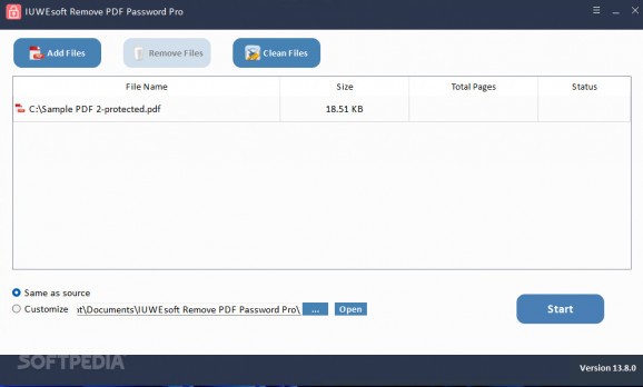 IUWEsoft Remove PDF Password Pro screenshot