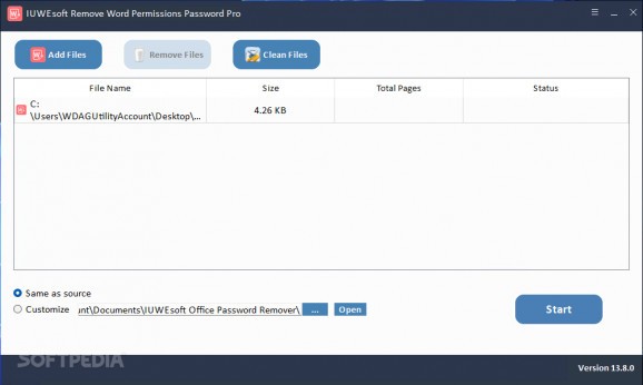 IUWEsoft Remove Word Permissions Password Pro screenshot