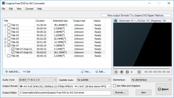 Icepine Free DVD to AVI Converter screenshot