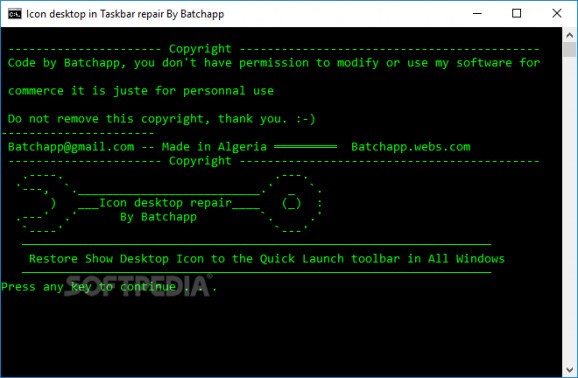 Icon desktop in Taskbar repair screenshot