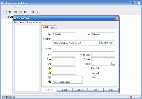 IdentaFone Multi-Line Caller ID Software screenshot