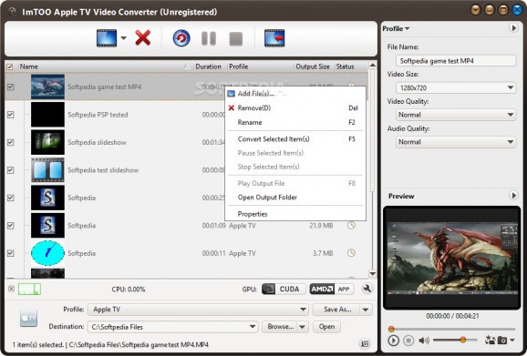 ImTOO Apple TV Video Converter screenshot