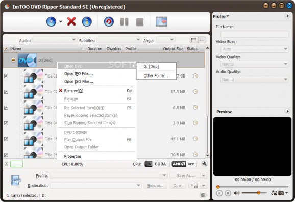 ImTOO DVD Ripper Standard SE screenshot