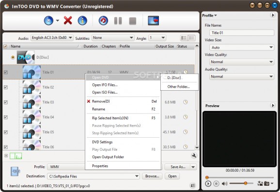 ImTOO DVD to WMV Converter screenshot