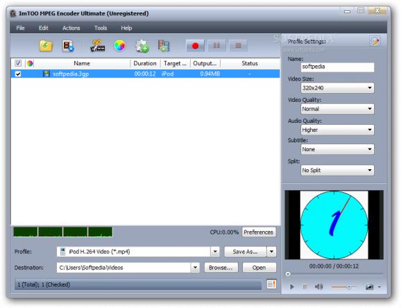 ImTOO MPEG Encoder Ultimate screenshot