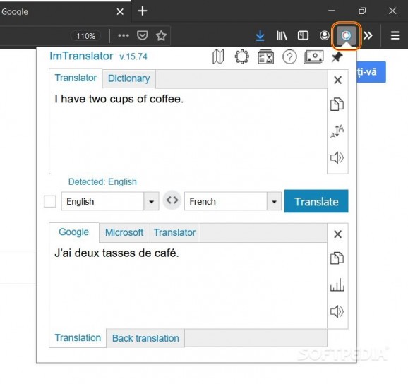ImTranslator for Firefox screenshot