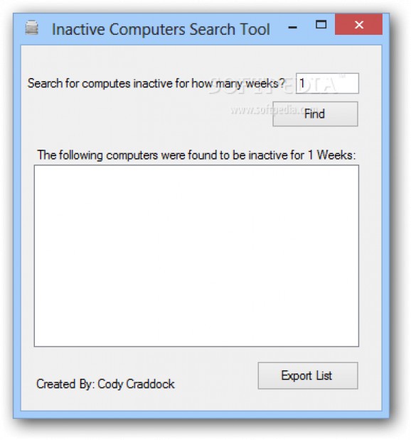 Inactive Computer Search Tool screenshot