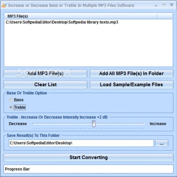 Increase or Decrease Bass or Treble In Multiple MP3 Files Software screenshot