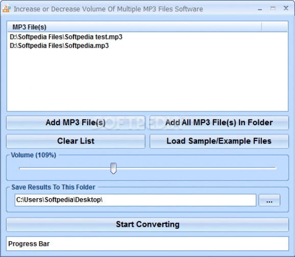 Increase or Decrease Volume Of Multiple MP3 Files Software screenshot