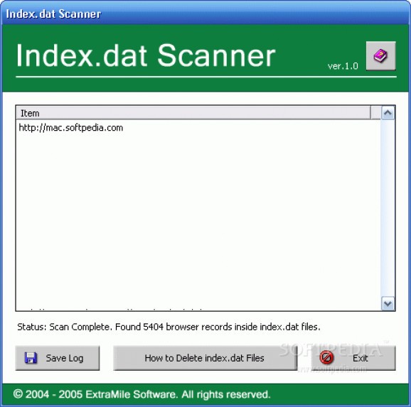 Index.dat Scanner screenshot