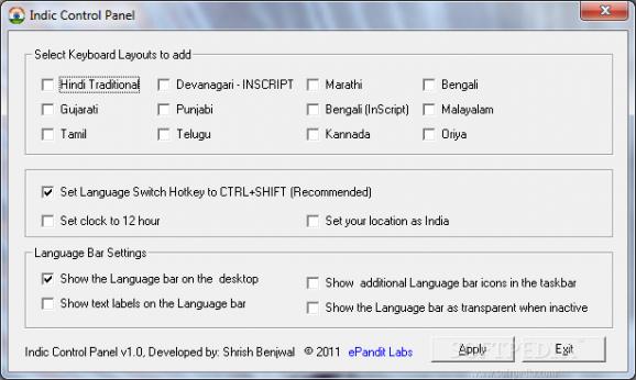 Indic Control Panel screenshot