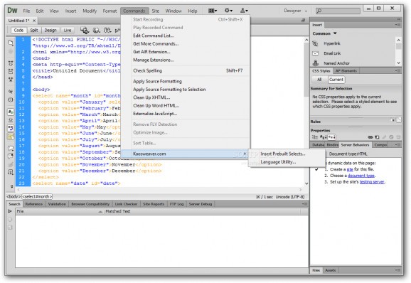 Insert Prebuilt Selects for Dreamweaver screenshot