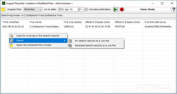 Inspect Recently Created or Modified Files screenshot