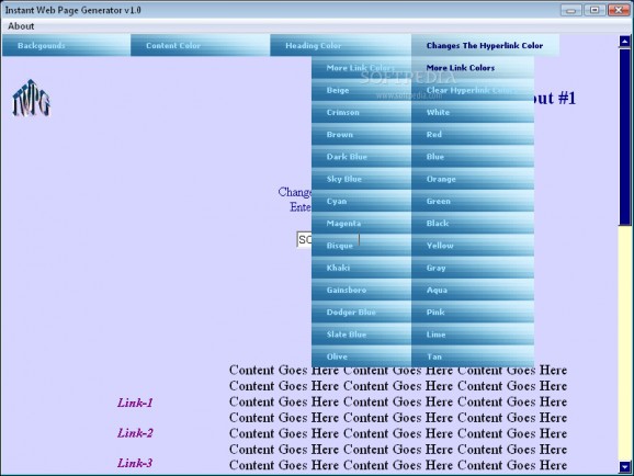 Instant Web Page Generator screenshot