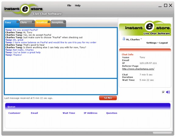 InstanteStore Live Chat Software screenshot