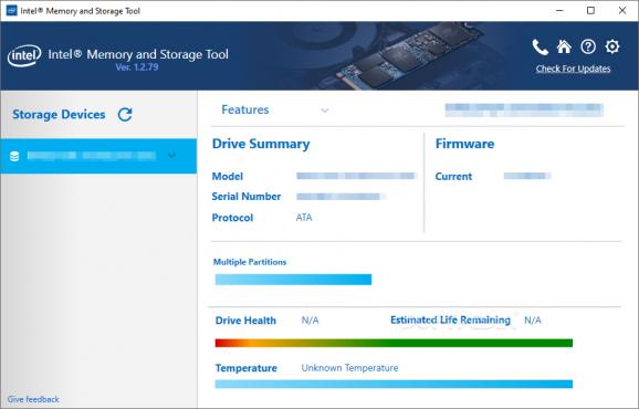 Intel Memory and Storage Tool screenshot